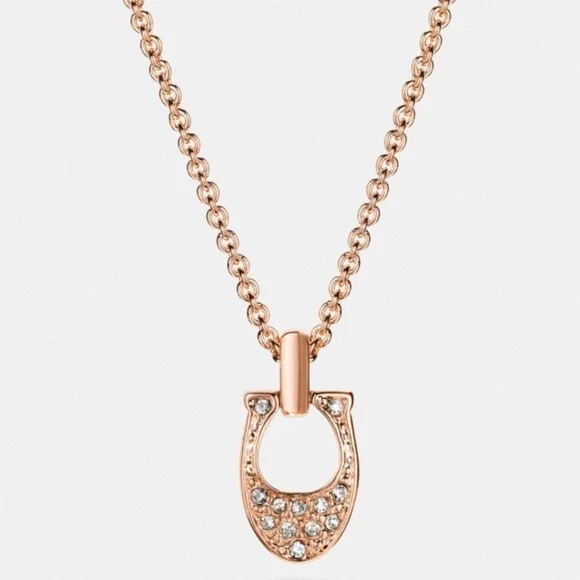 COACH ROSEGOLD PAVE SIGNATURE NECKLACE - Picture 3 of 9